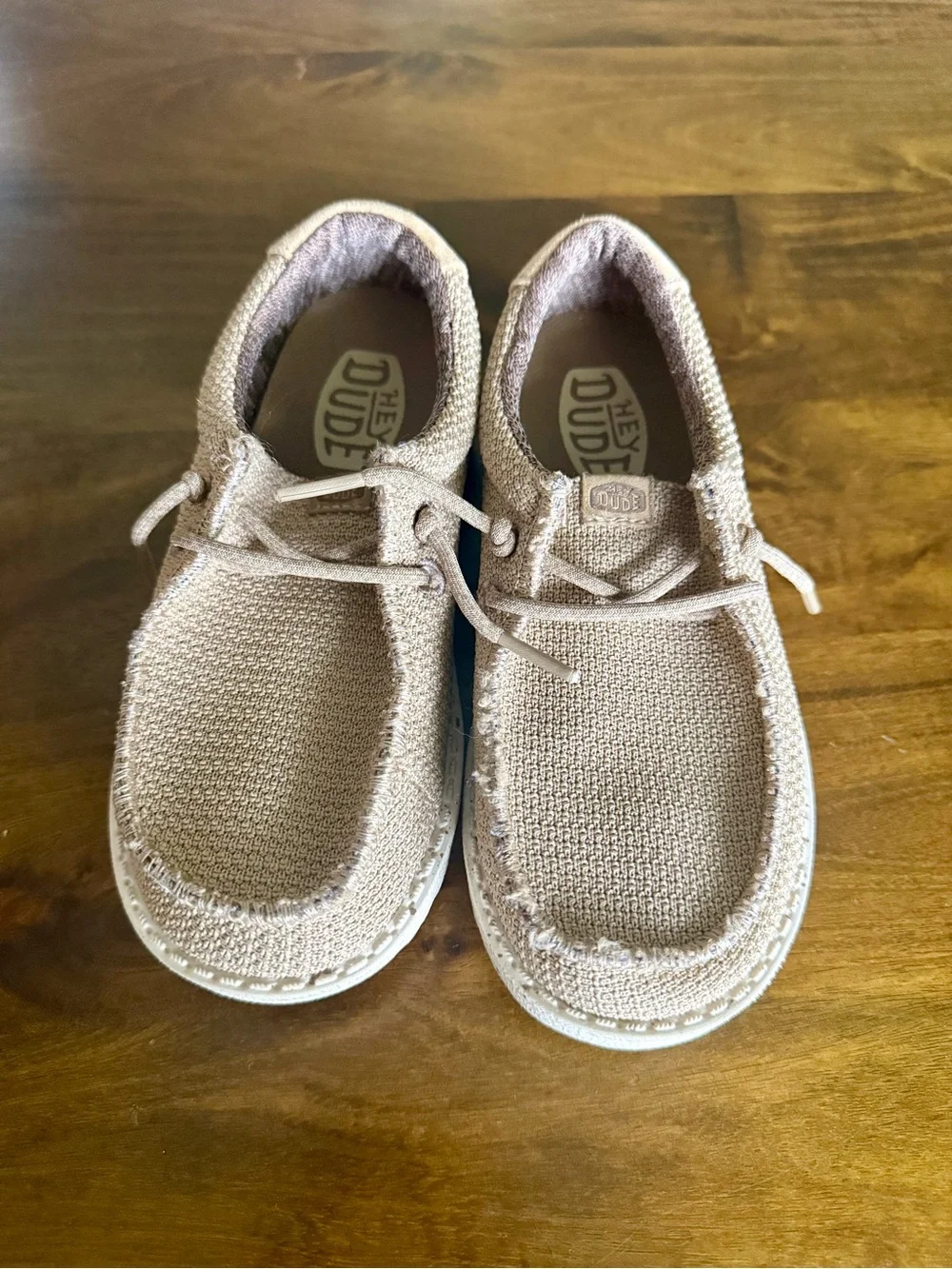 Hey Dude Kids Beige/Tan Canvas Slip-On Sneakers